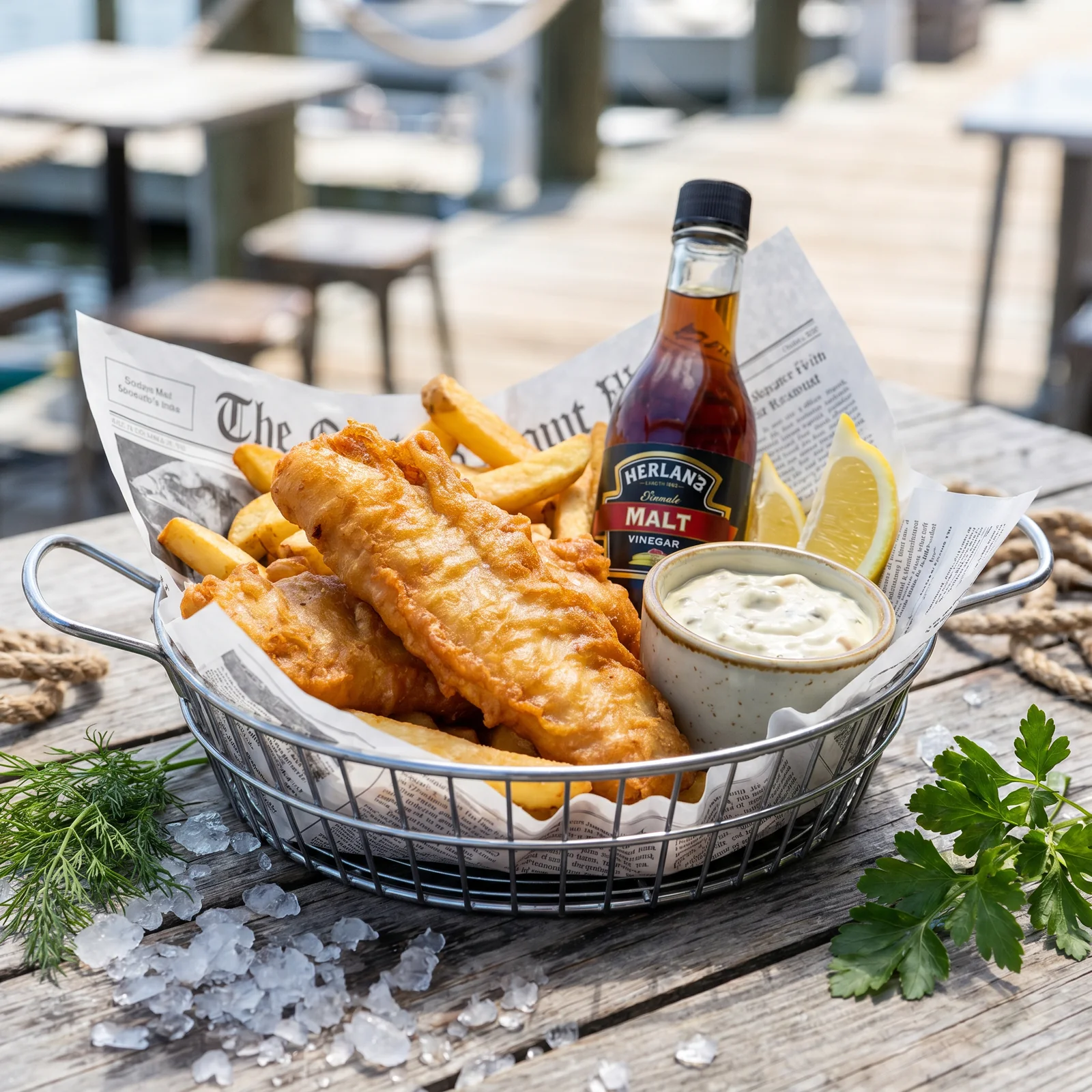 Beer-battered fish and chips