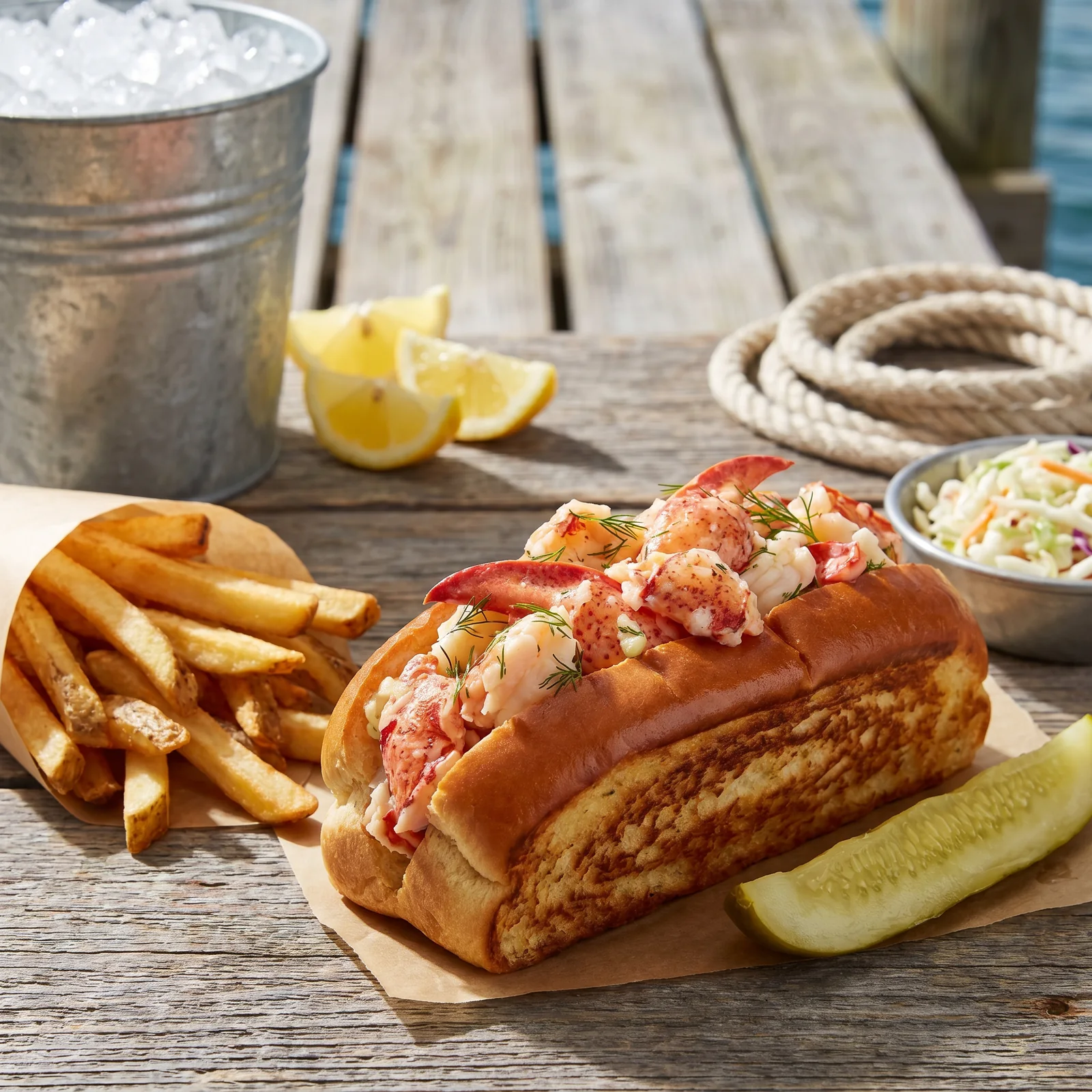 Lobster roll with fries